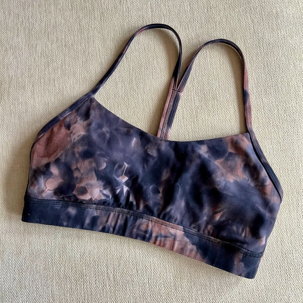 Lululemon Flow Y Nulu Bra - Size 6- Diamond Dye Graphite Grey Pink Pastel